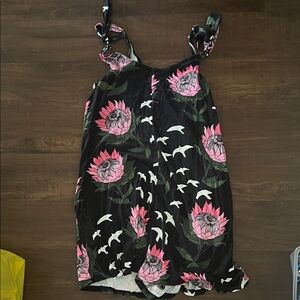 Fighting Eel Black and Pink Floral Jumpsuit